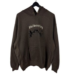 Vintage 90s Bugle Boy University Grunge Style Streetwear Brown Hoodie Size L